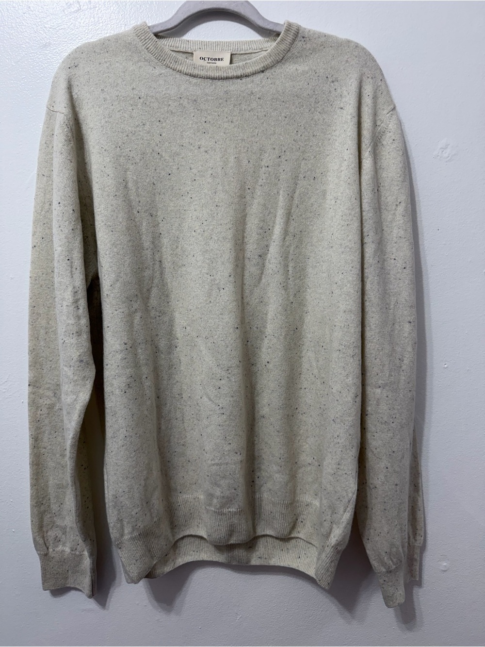 NWOT OCTUBRE EDITIONS Men's Cream Flecked Crewneck Sweater